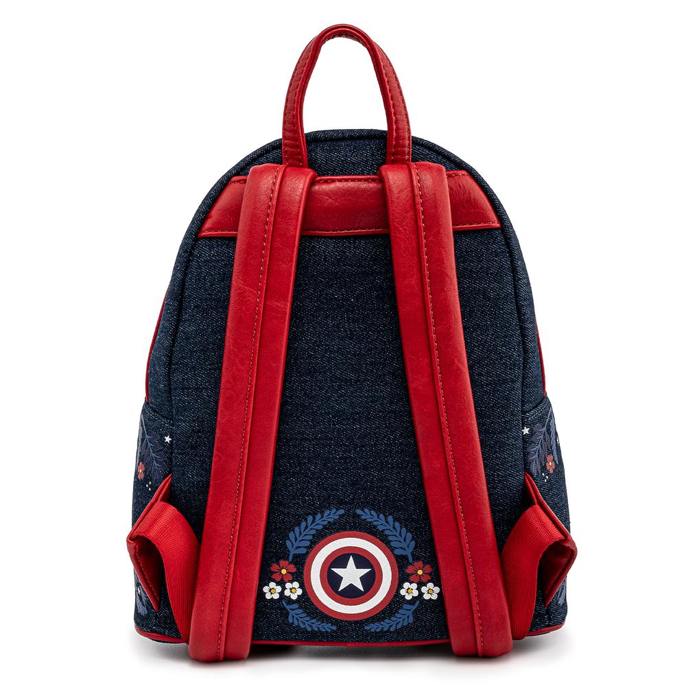 Loungefly Marvel Captain America 80th Anniversary Floral Shield Mini Backpack