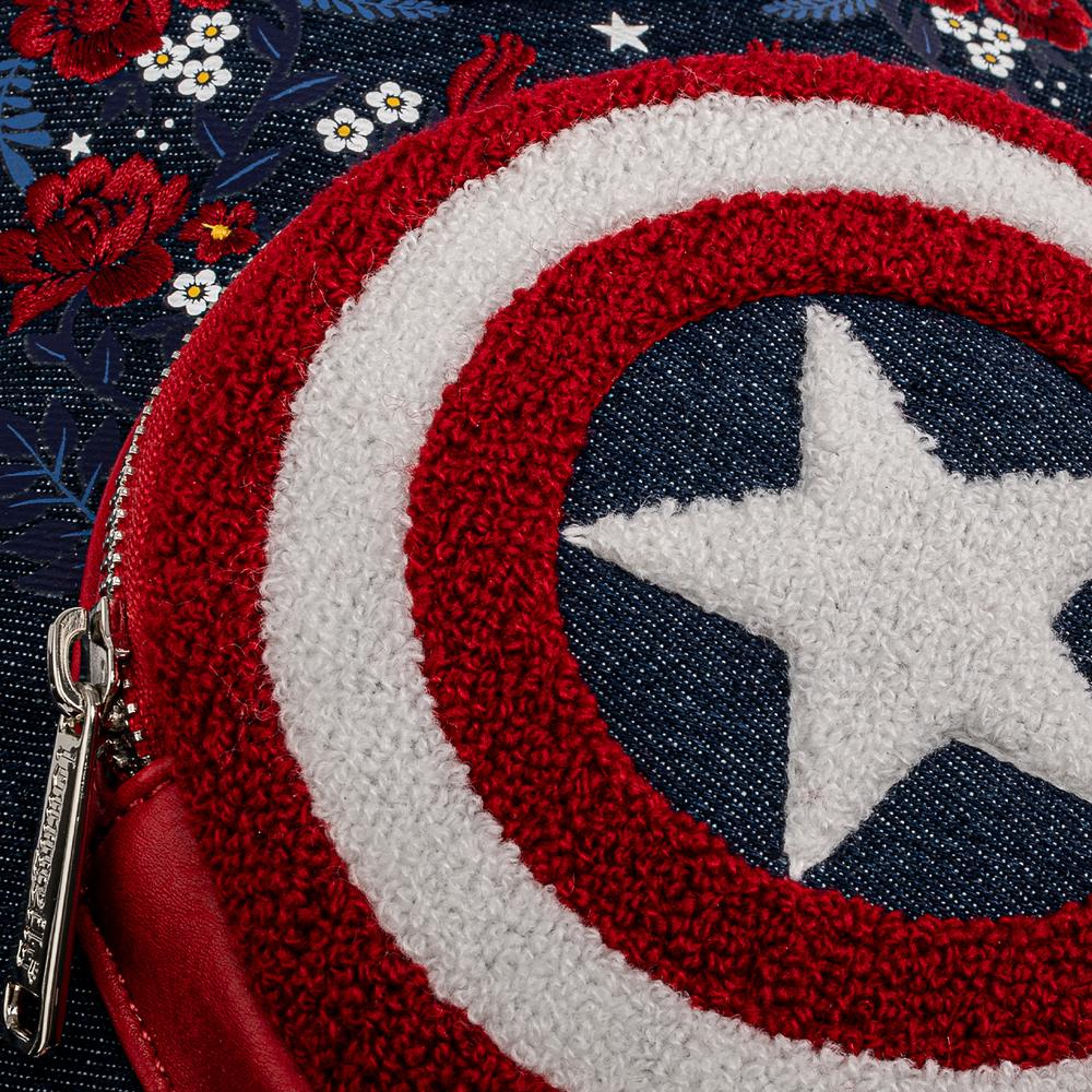 Loungefly Marvel Captain America 80th Anniversary Floral Shield Mini Backpack