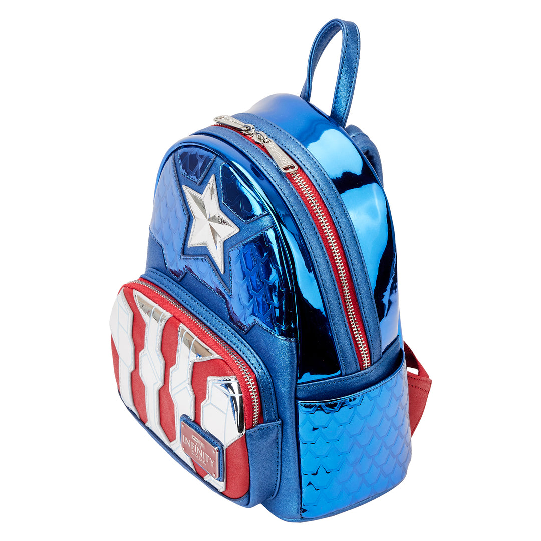 Loungefly Marvel Captain America Cosplay Metallic Mini Backpack