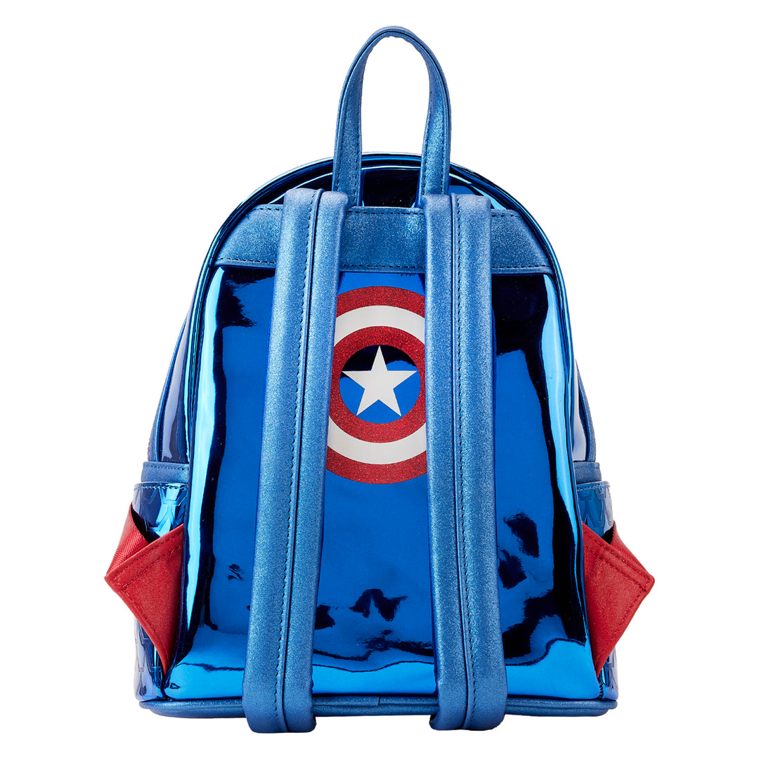 Loungefly Marvel Captain America Cosplay Metallic Mini Backpack