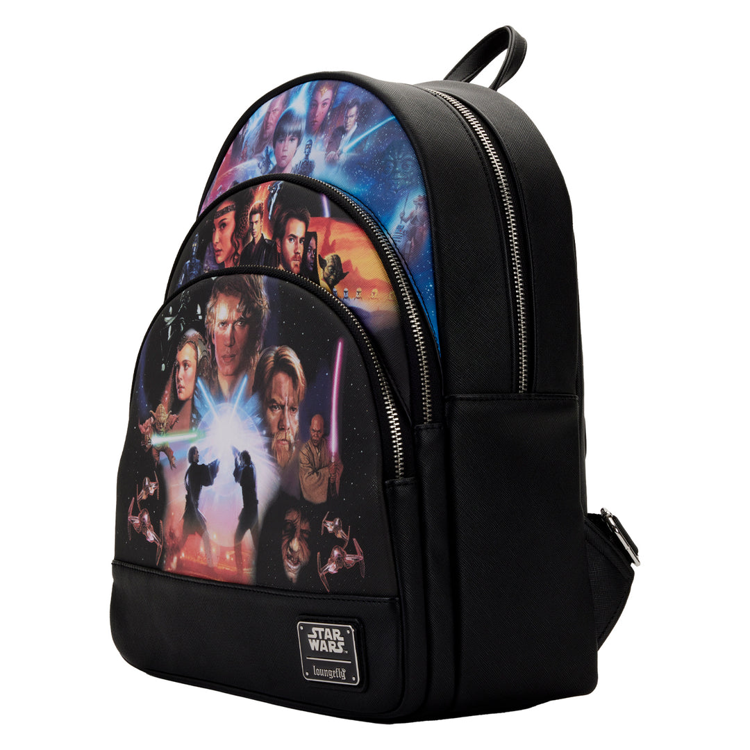 Loungefly Star Wars Prequel Trilogy Triple Pocket Mini Backpack