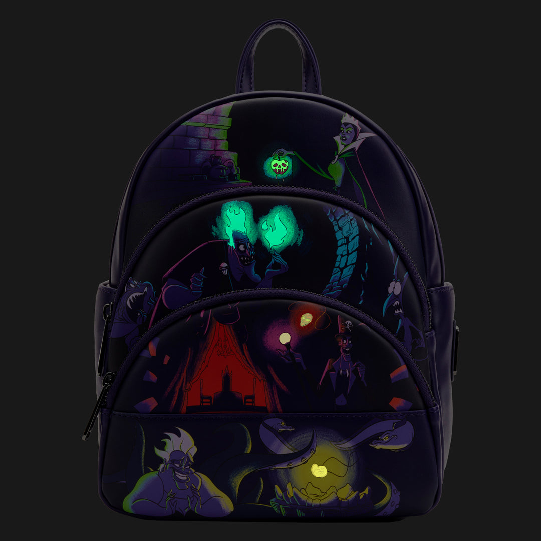 Disney Villains Triple Pocket Glow in the Dark Mini Backpack