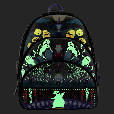Disney The Nightmare Before Christmas Triple Pocket Glow in the Dark Mini Backpack