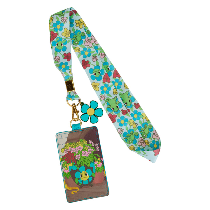 Disney Tangled Pascal Flowers Lanyard W/Cardholder