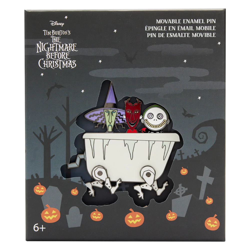 Loungefly Disney The Nightmare Before Christmas Lock Shock & Barrel Tub 3" Collector Box Pin