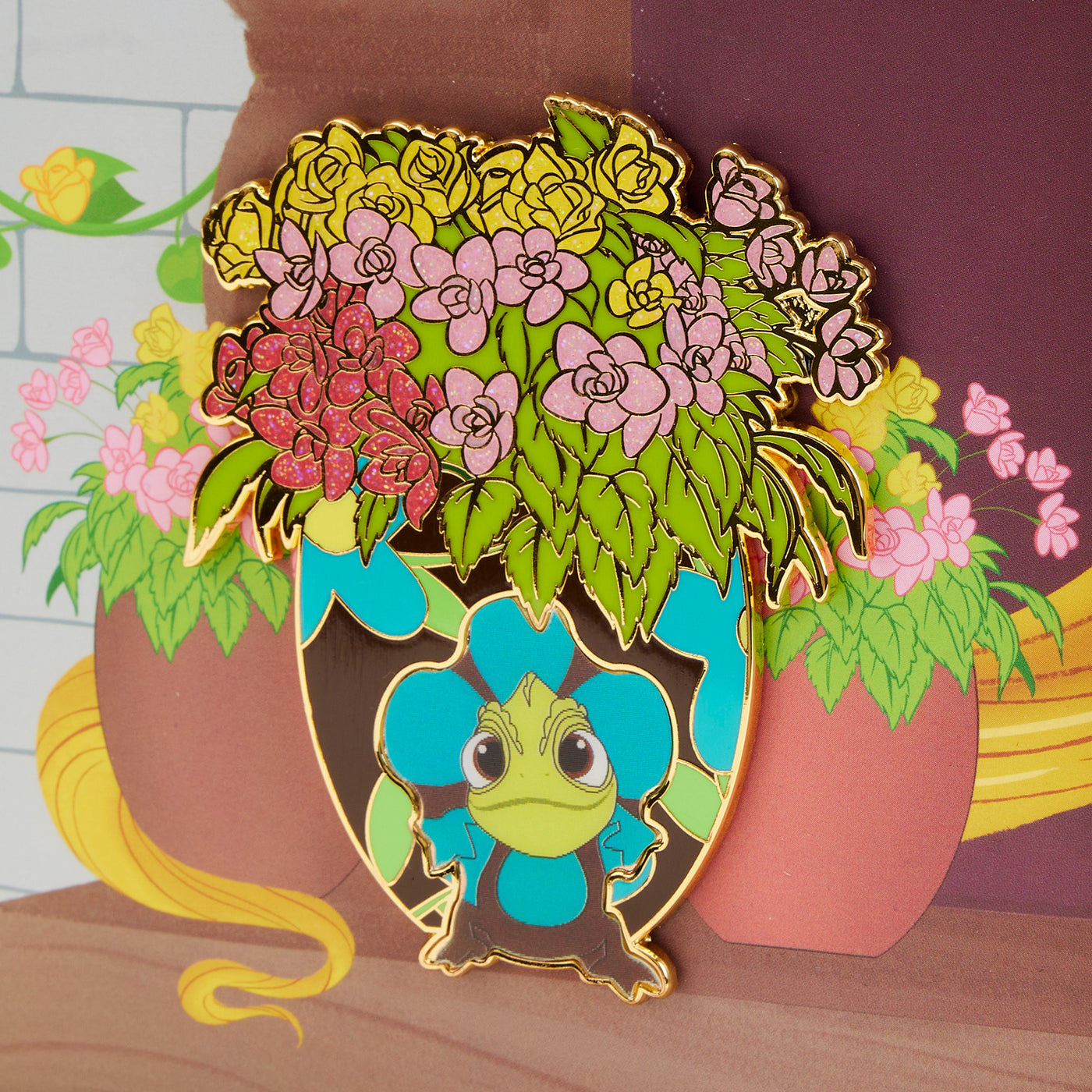 Disney Tangled Pascal Flowers Lenticular 3" Collector's Box Pin Limited Edition