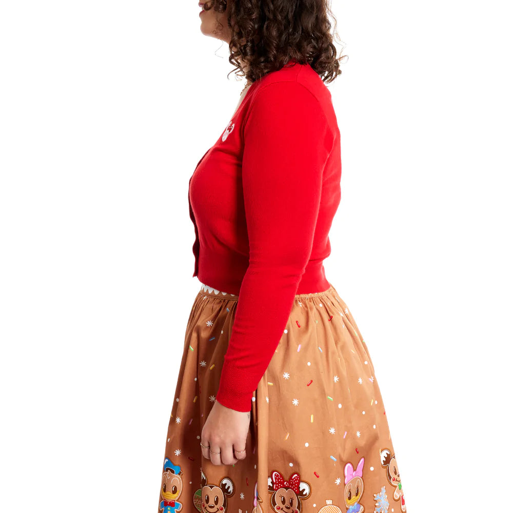 Stitch Shoppe by Loungefly Disney Gingerbread Friends "Alexa" Cropped Cardigan Sweater