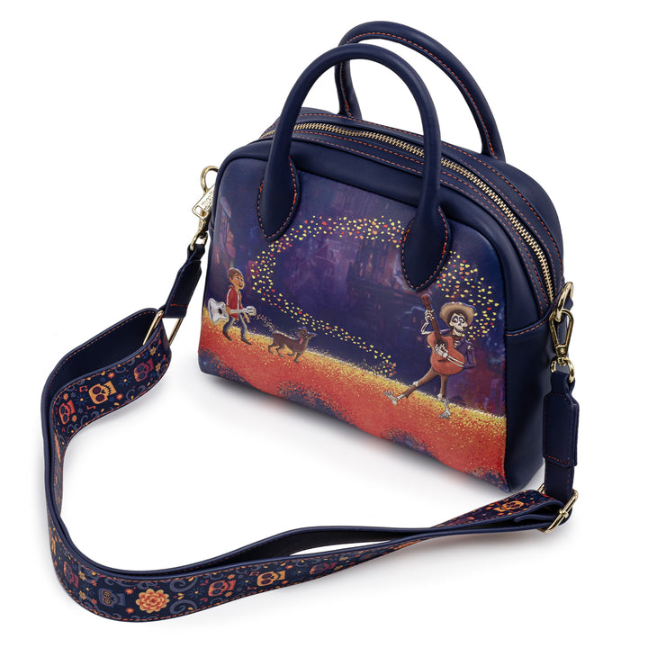 Loungefly Disney Pixar Coco Marigold Bridge Guitar Strap Crossbody