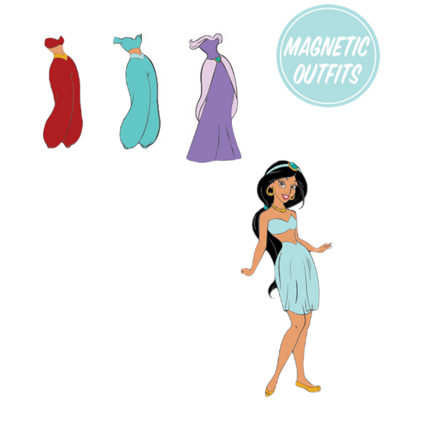 Disney Aladdin Princess Jasmine Magnetic Paper Doll Pin Set