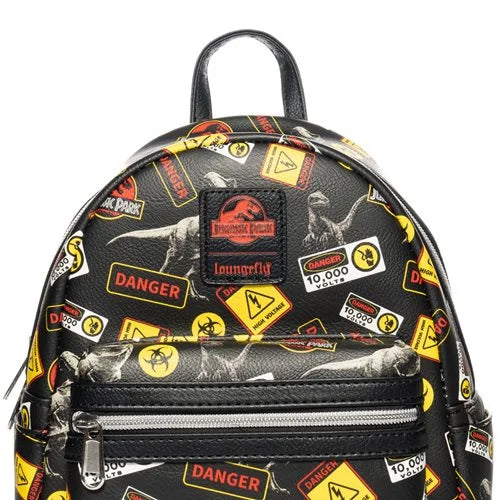 Loungefly Jurassic Park Warning Signs Mini Backpack